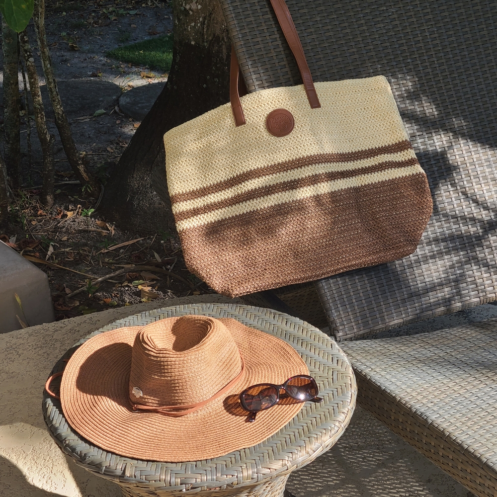 Stylish Brown and Cream Tote Bag & Hat
